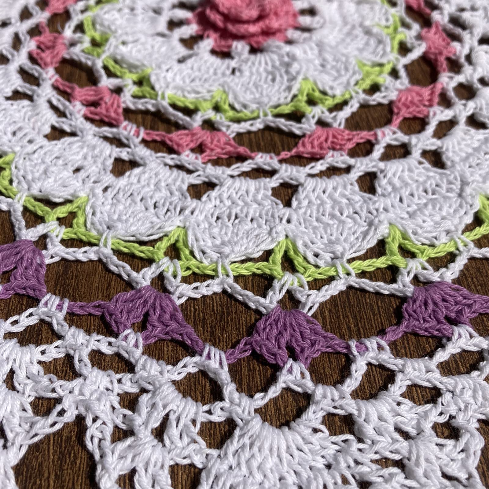 Handmade Crochet Floral Table Overlays - 22 Inch Round Farmhouse Tablecloths for Wedding, Party & Home Decor - Perfect for Dining Tables, Centerpieces & Special Events
