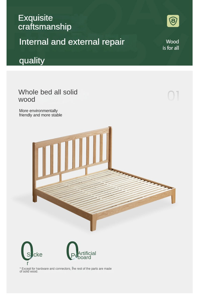 Solid Oak Wood Grille Bed - Small Soft Bed Frame for Cozy Bedrooms | Perfect for Kids Rooms, Guest Rooms & Small Spaces