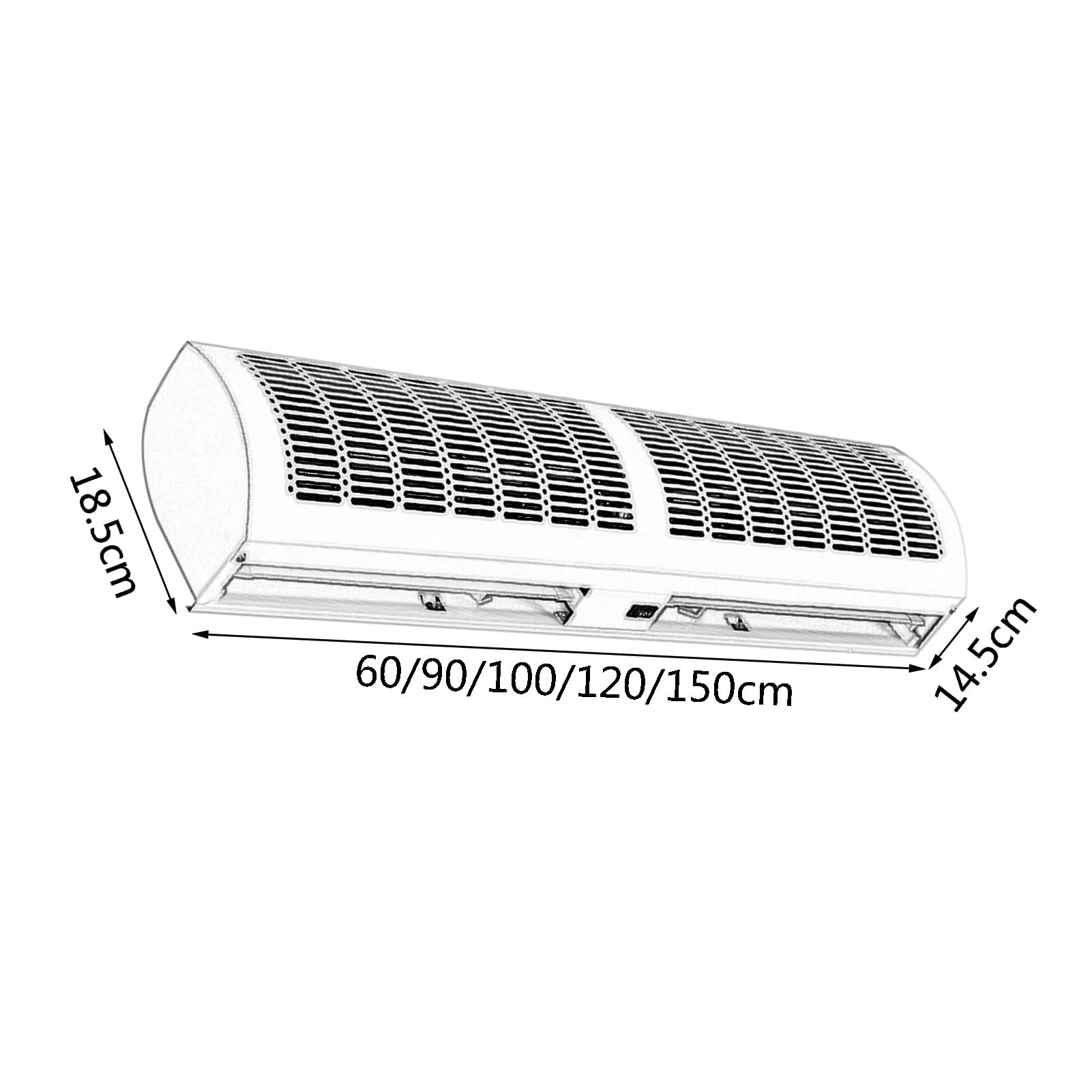 MAAR Commercial Air Curtain - High Airflow, Low Noise, Energy Efficient Dual-Speed Adjustable Entrance Air Screen (60cm) - Ideal for Retail Stores, Restaurants & Office Buildings