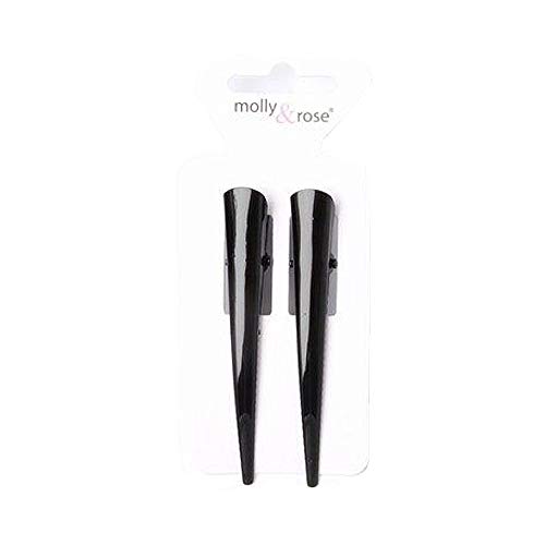 Pair of Small Black Enamel Hair Beak Clips - 7.5cm (3in) Concorde Slides Grips for Women, Perfect for Updos, Ponytails & Everyday Hairstyles