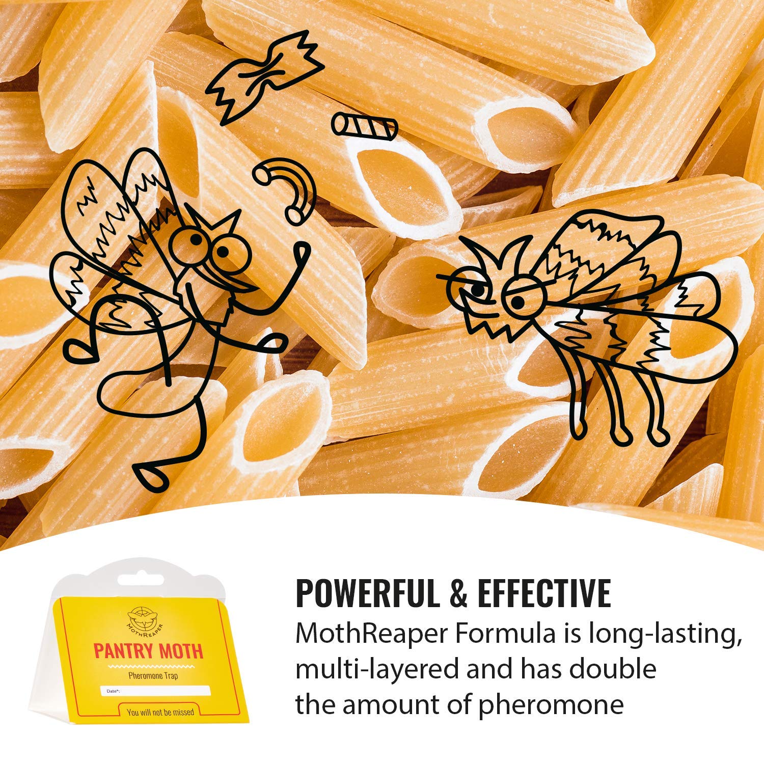 6-Pack Pantry Moth Traps with Pheromones - Effective Glue Traps for Indian Meal Moths, Food Moths & Cupboard Pests | Non-Toxic Kitchen & Pantry Protection for Homes & Restaurants | Ideal for Grain Storage, Spice Cabinets & Pet Food Areas