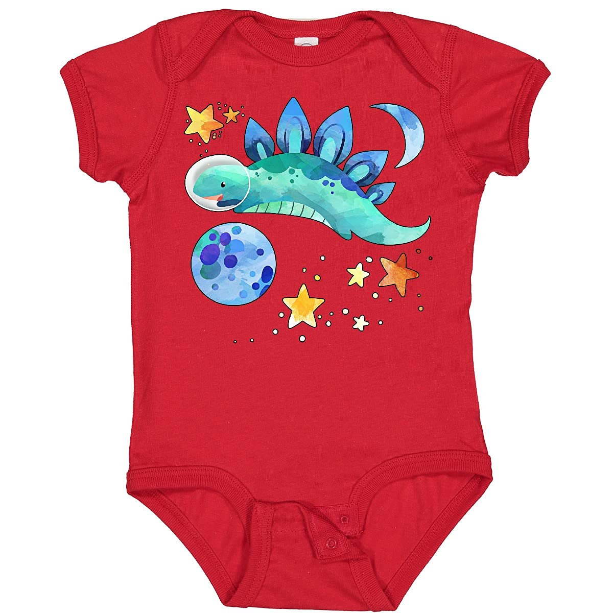 Inktastic Stegosaurus Space Dinosaur with Stars and Planet Baby Bodysuit - Cute Dinosaur Outfit for Infants & Toddlers - Perfect for Birthday Gifts, Photo Shoots & Casual Wear