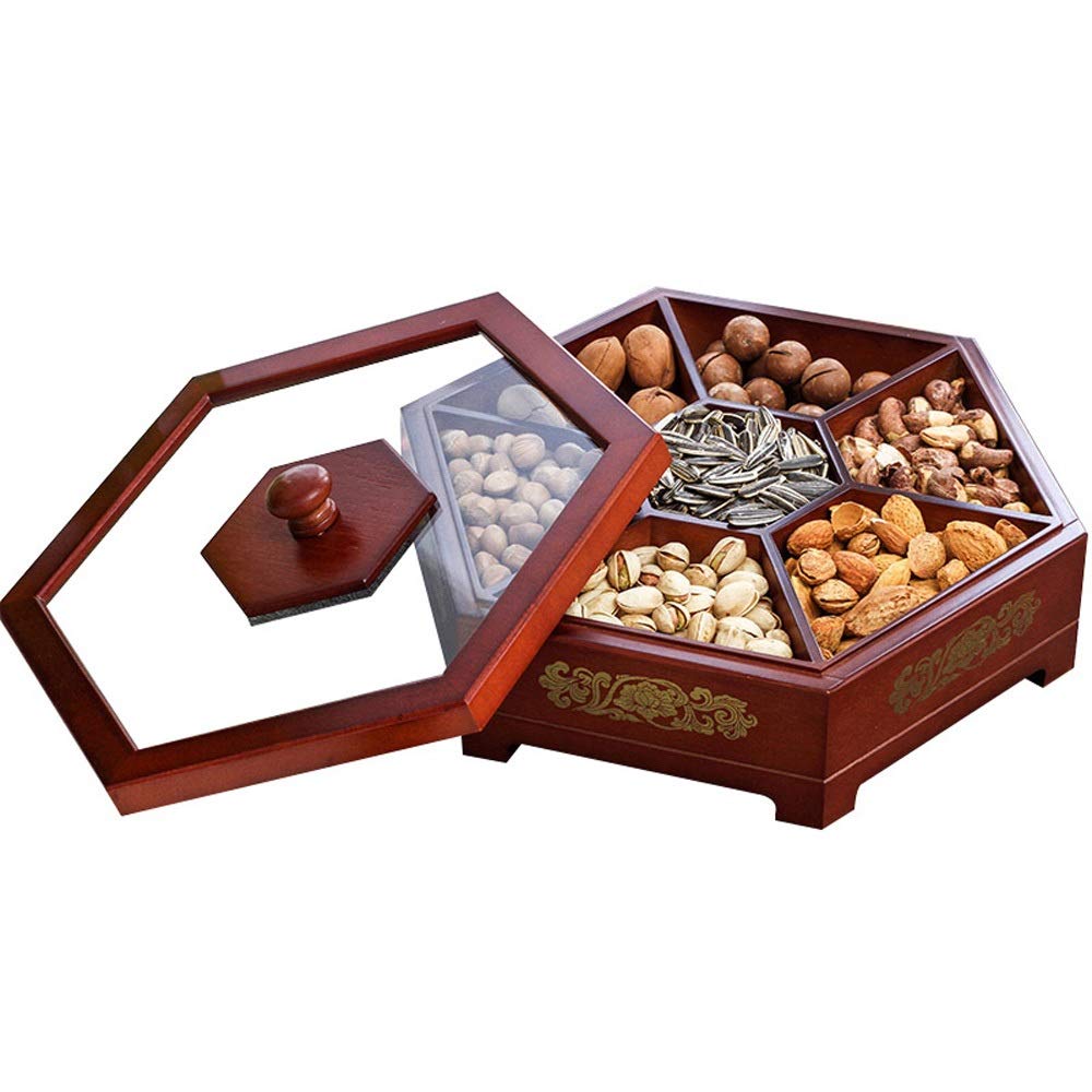 Premium Wooden Snack Storage Box with Lid - Durable Nut, Candy & Dried Fruit Container for Kitchen Counter, Coffee Table & Pantry Organization - Perfect for Entertaining, Movie Nights & Healthy Snacking