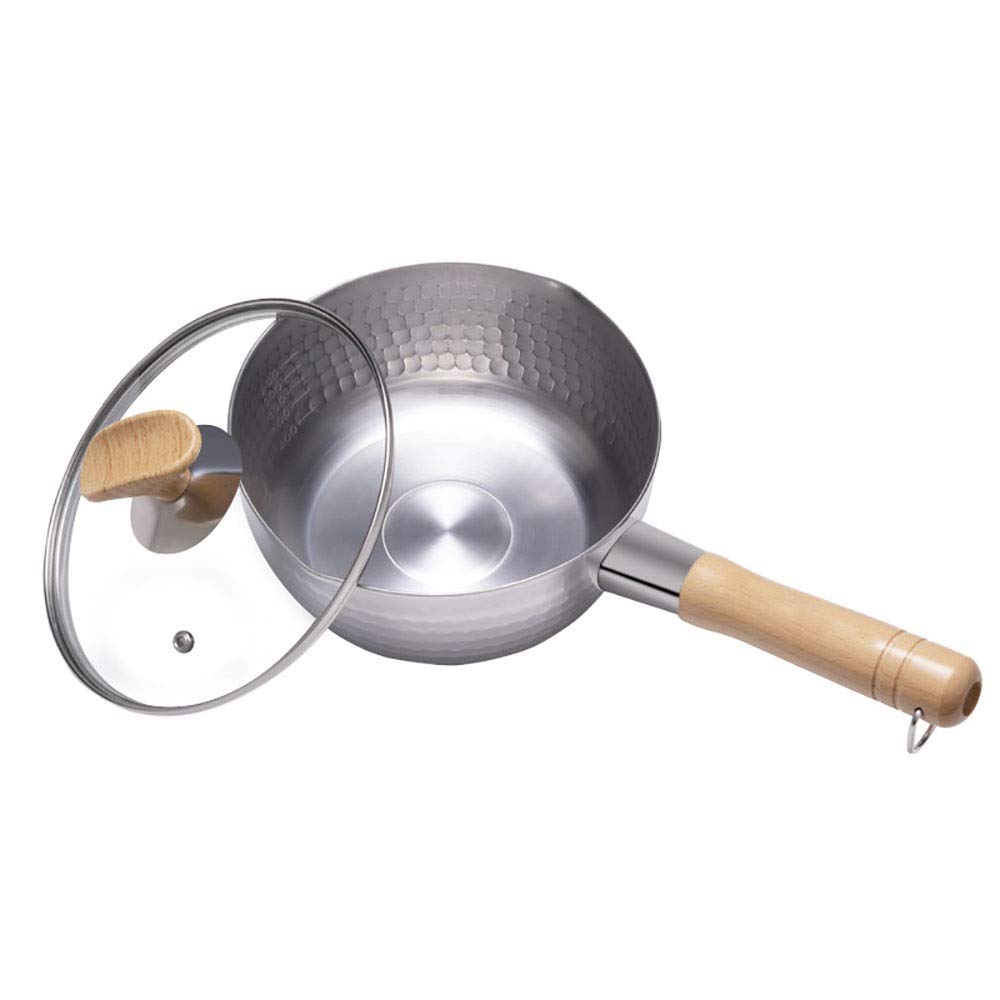Stainless Steel Milk Pan Warmer with Dual Pour Spouts - 20CM Butter Warmer for Boiling Milk, Melting Butter, Making Coffee, Sauce & Gravies | Perfect for Kitchen, Cafe & Home Cooking (Silver)