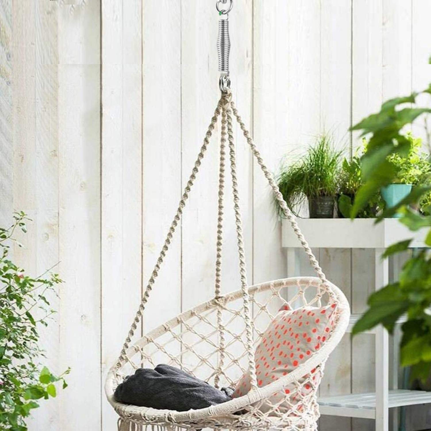 360° Swivel Hanging Chair Kit - Heavy Duty Ceiling Mount with Squeak-Free Springs for Indoor/Outdoor Use - Supports 400 lbs - Perfect for Patio, Garden, Bedroom & Relaxation Spaces