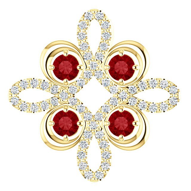 14KT Gold Ruby & 1/6 CTW Diamond Clover Pendant Necklace - Elegant Jewelry for Women, Gift for Anniversary, Birthday & Special Occasions