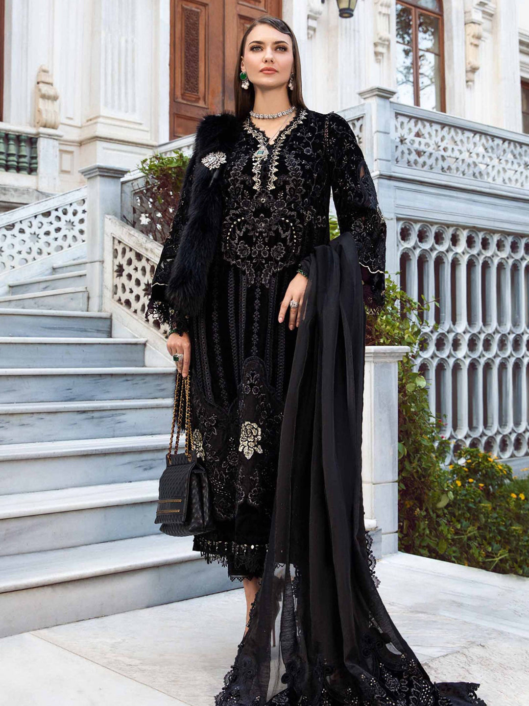 Elegant Black Designer Semi-Stitched Pant Suit with Exquisite Embroidery - Perfect for Weddings, Parties & Formal Events