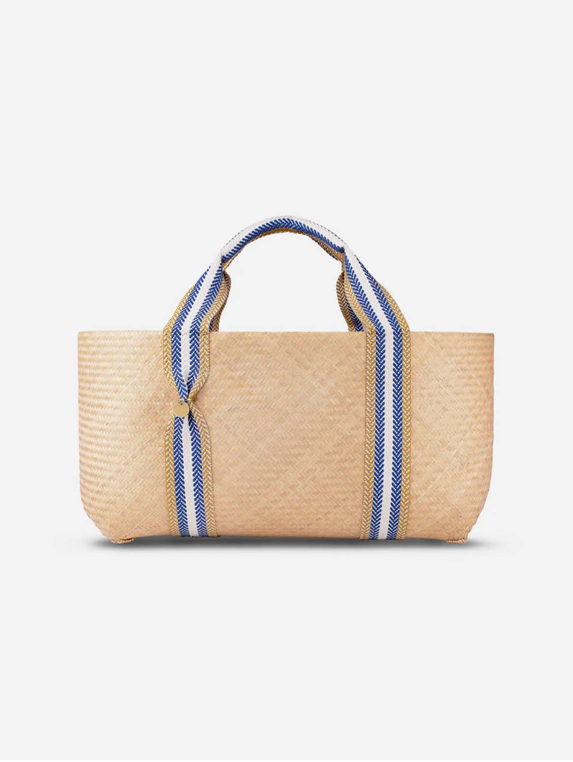 Mentawai Bamboo Vegan Large Tote Bag - Eco-Friendly Natural & Blue Stripe Beach Bag for Women | Perfect for Shopping, Travel, and Beach Day