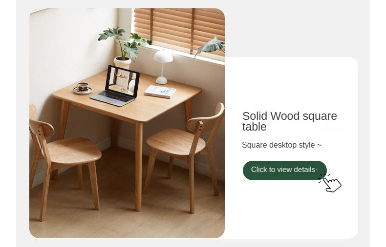 Solid Oak Wood Slanted Leg Square Dining Table - Modern Farmhouse Style for Kitchen, Dining Room & Small Spaces