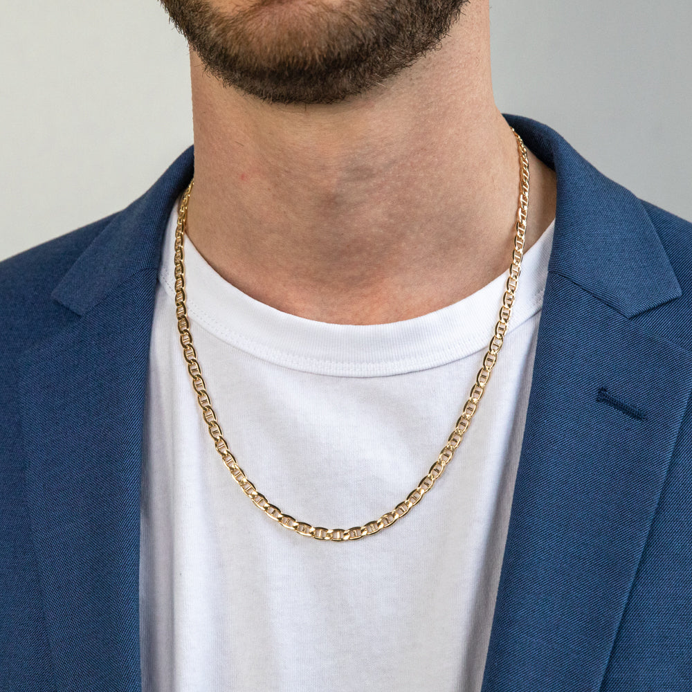 9ct Yellow Gold Silver Filled Anchor Chain Necklace - Dainty Nautical Jewelry for Women, Perfect for Layering & Everyday Wear