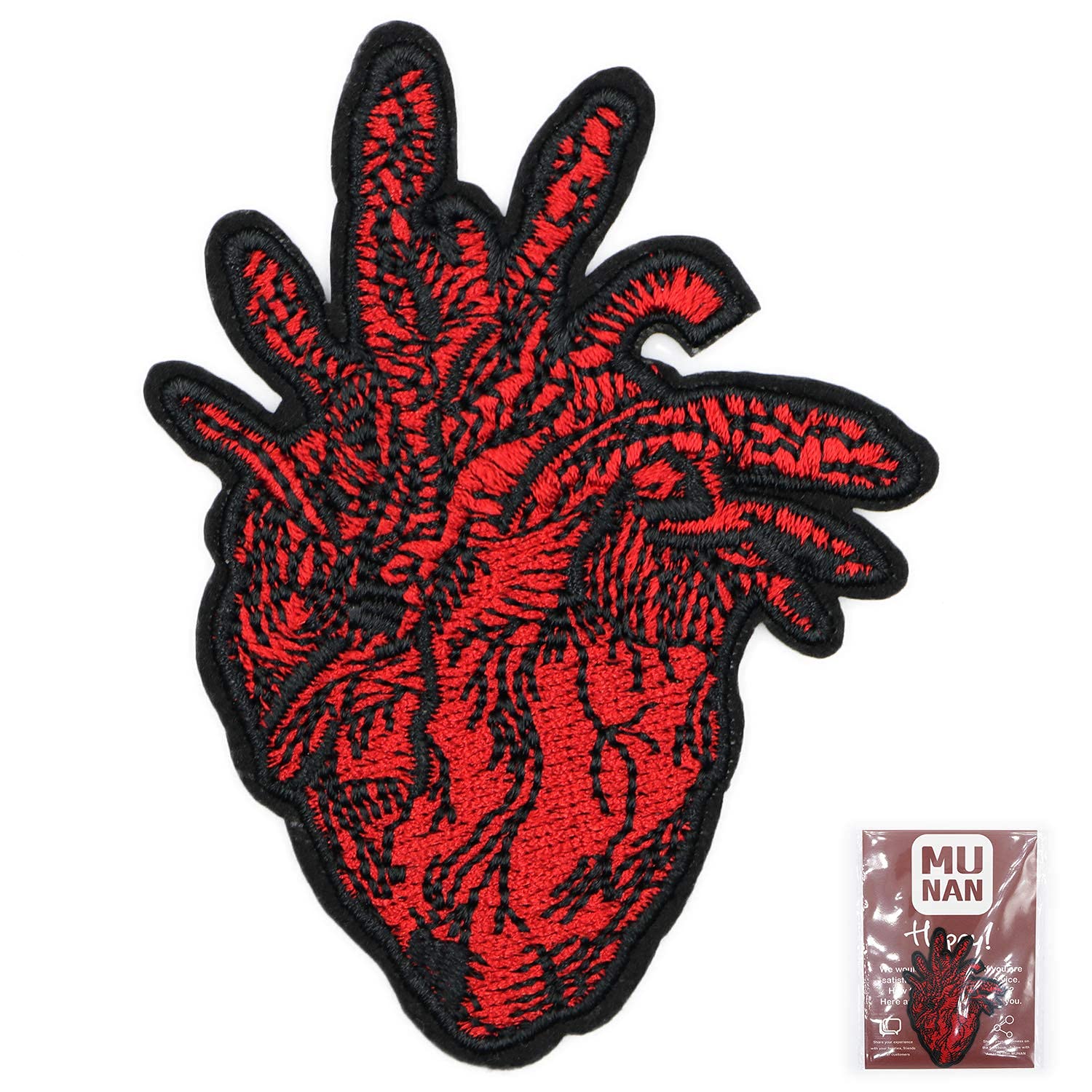Snake Heart Embroidered Patch - Iron On or Sew On Applique Badge for Jackets, Hats, Bags & DIY Crafts