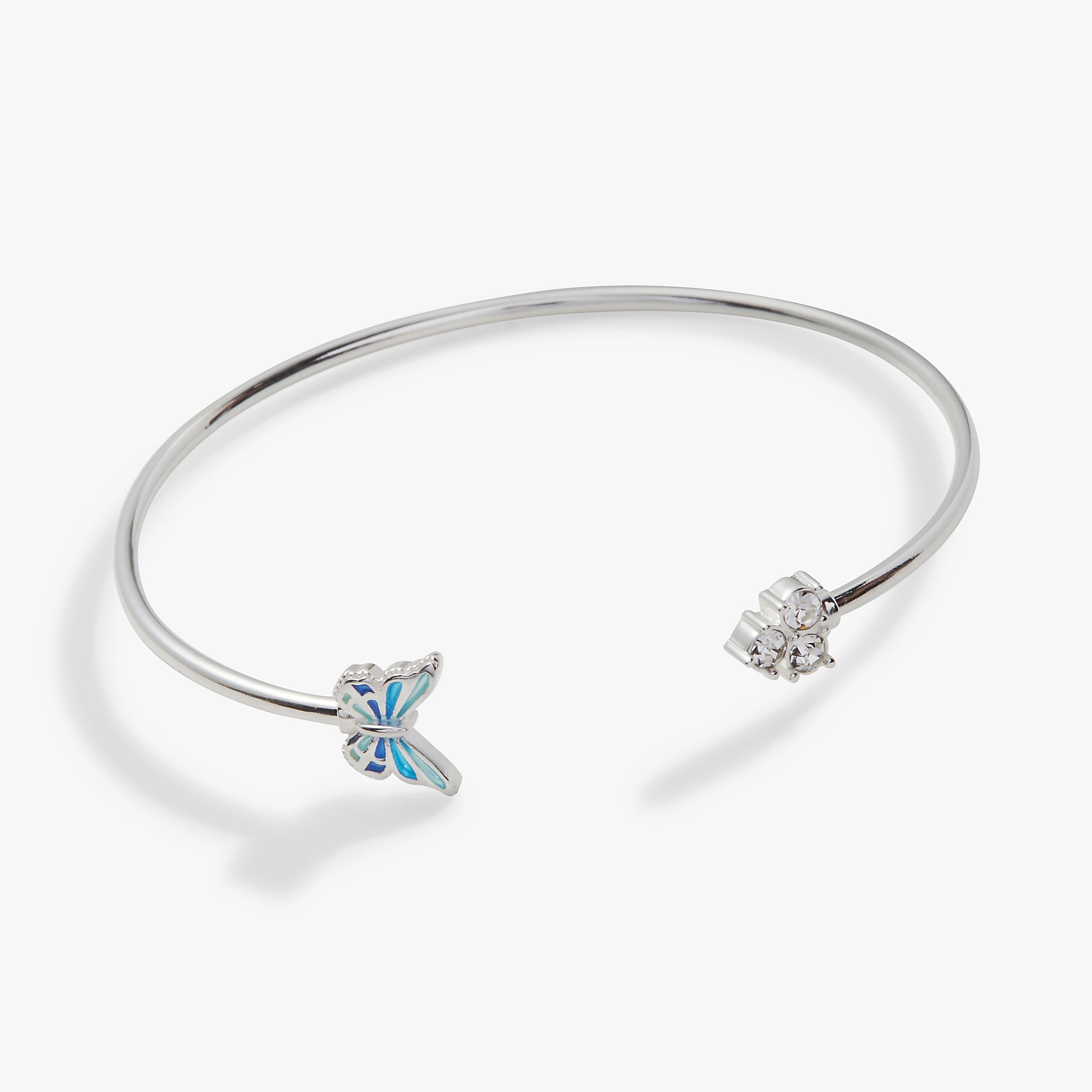Butterfly Crystal Flex Cuff Bracelet for Women - Adjustable Bangle with Sparkling Rhinestones - Perfect for Parties, Weddings & Everyday Wear