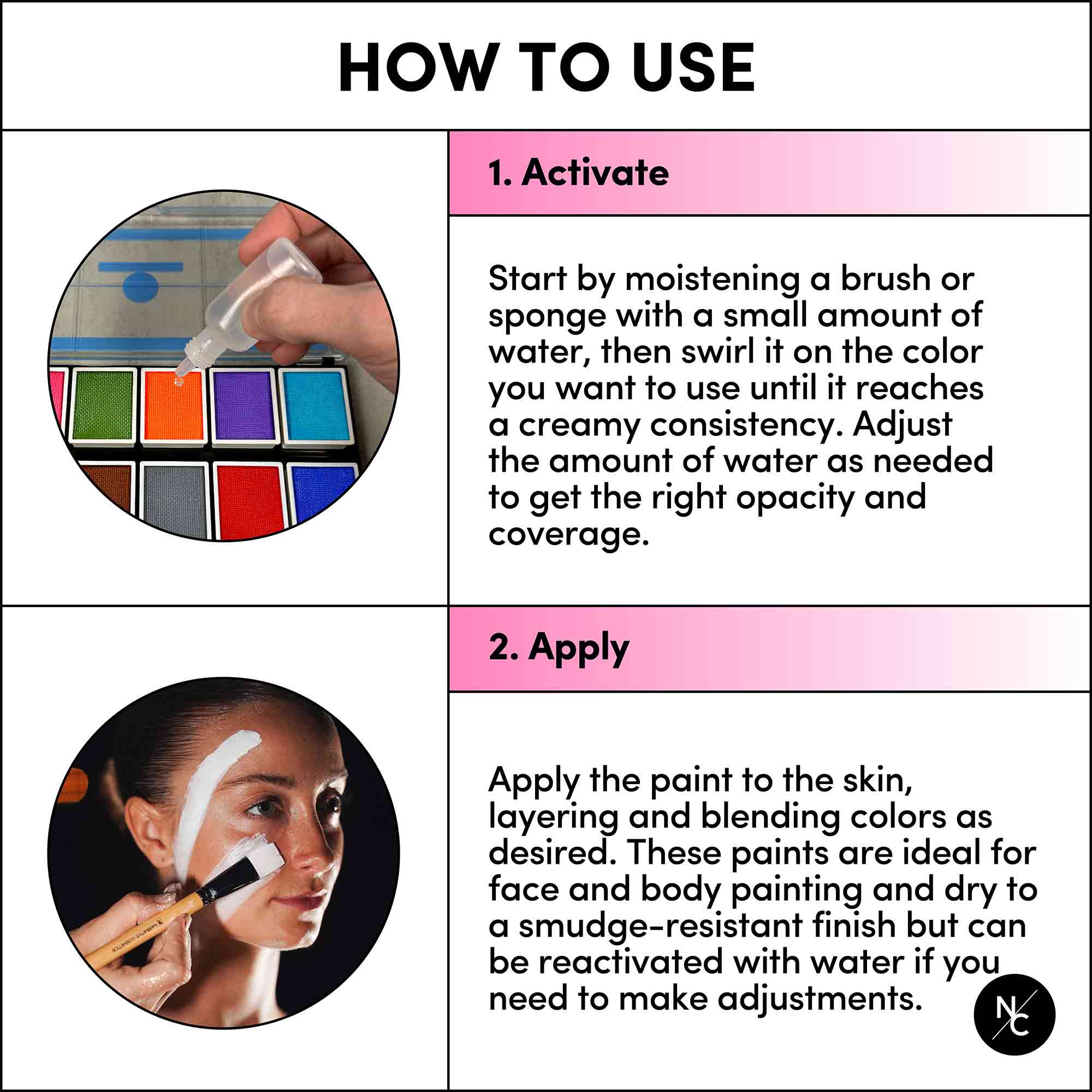 12-Color Water Activated Face & Body Paint Palette - Safe for Kids & Adults - Perfect for Halloween, Cosplay & Face Painting Parties