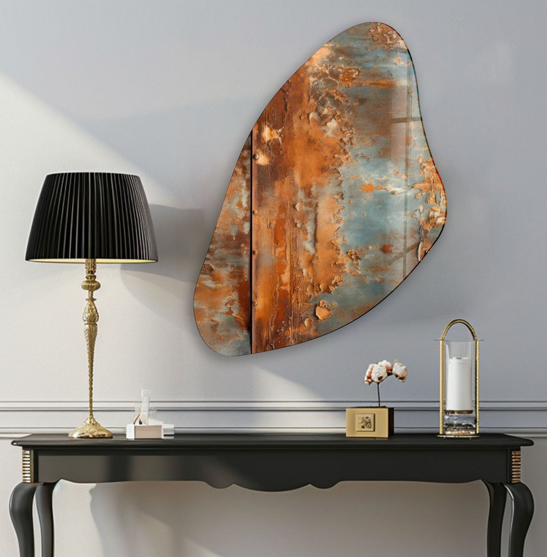 Abstract Rustic Irregular Glass Wall Art - Handmade Modern Home Decor for Living Room, Bedroom & Office - Unique 3D Textured Glass Panel for Stylish Interior Design