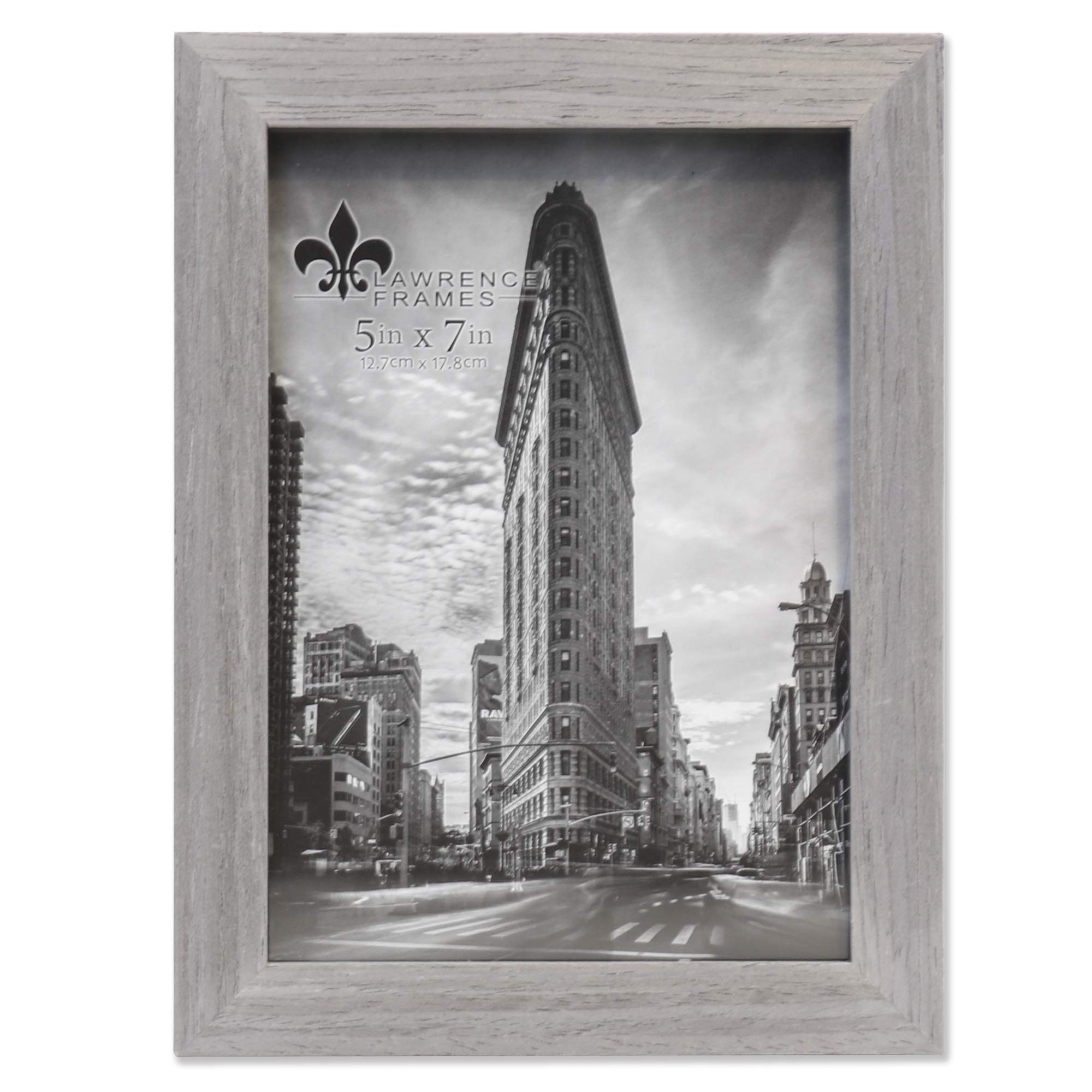 Lawrence Frames 5x7 Soho Gray Wood Grain Picture Frame - Premium Wooden Photo Frame for Wall & Tabletop Display - Perfect for Home Decor, Office, Wedding Photos & Gift Giving