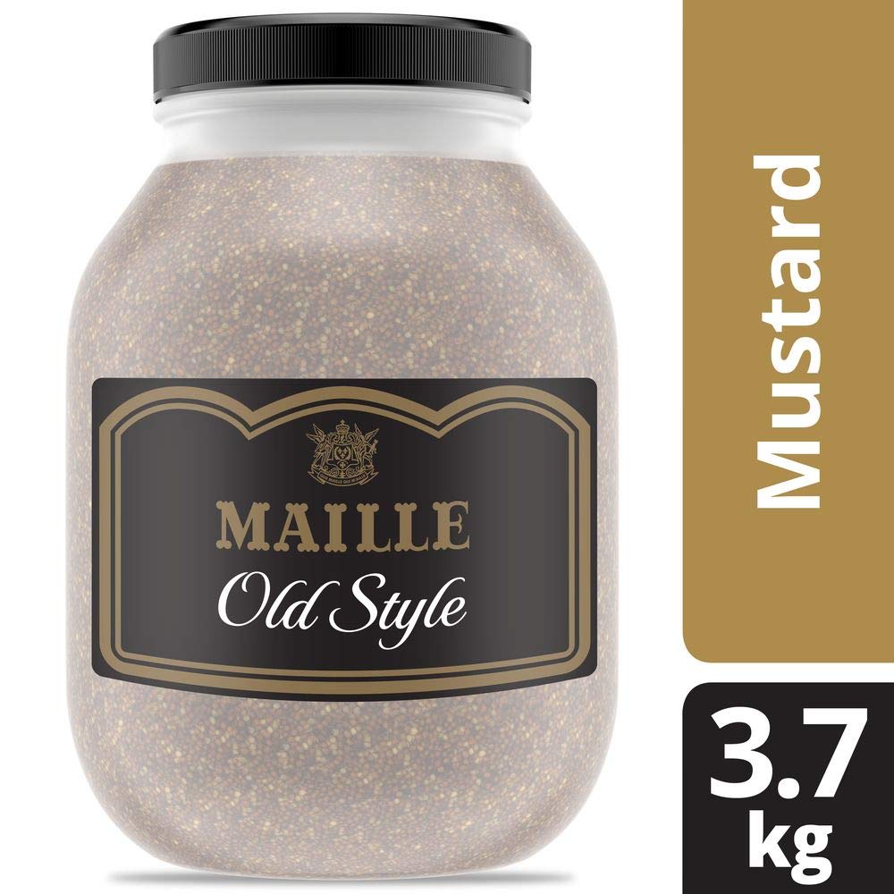 Premium Maille Old Style Whole Grain Stone Ground Mustard - Gluten Free, 8.16 Lbs (Pack of 4) - Perfect for Marinades, Sauces, Dressings & Gourmet Cooking | Artisanal French Mustard for Sandwiches, BBQ & Charcuterie Boards