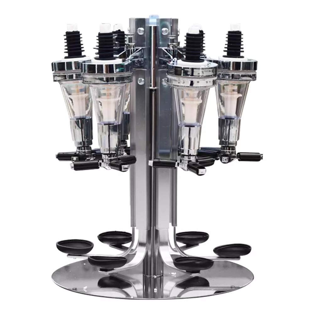Premium 6-Bottle Rotating Liquor Dispenser - High-Grade Metal Mirror Finish with Spring Telescopic Rod - Wine & Beverage Organizer for Home Bar, Party, Restaurant & Commercial Use