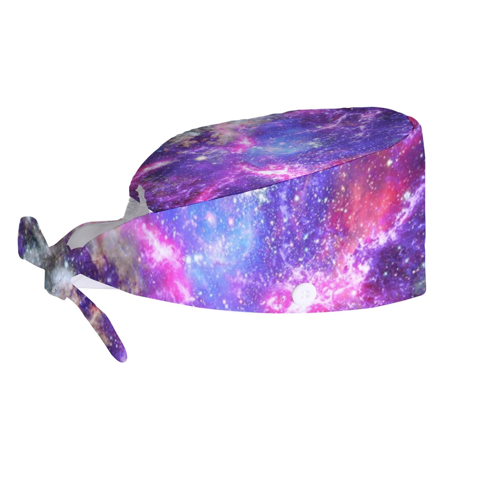Adjustable Tie-Back Work Cap with Buttons & Sweatband - Space Nebula Galaxy Design Unisex Hat for Men & Women | Perfect for Outdoor Work, Hiking & Casual Wear