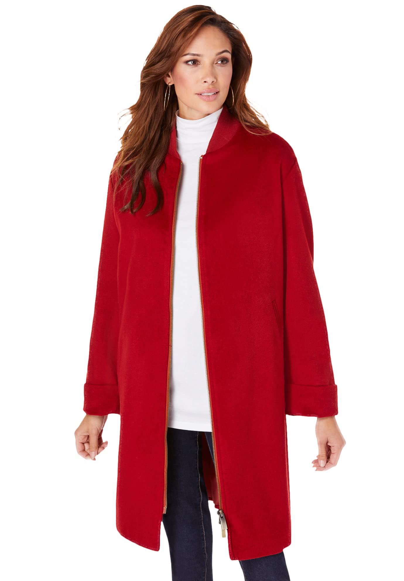 Roaman's Women's Plus Size A-Line Driving Coat - Winter Warm Long Jacket for Casual Outings & Commuting | Perfect for Office, Travel & Everyday Wear