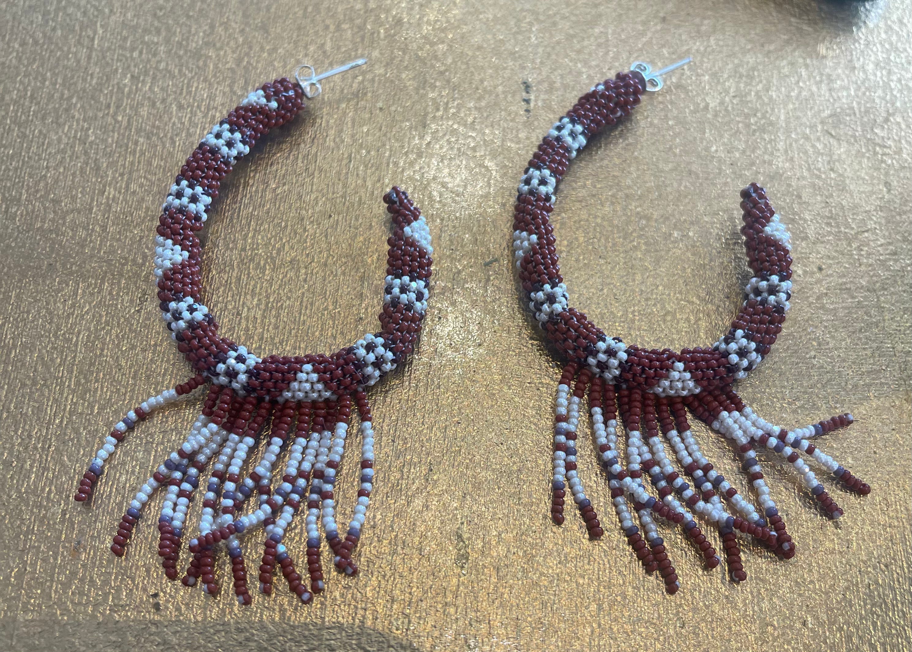 Red Beaded Hoop Earrings for Women - Stylish Dangle Earrings for Parties, Weddings & Everyday Wear