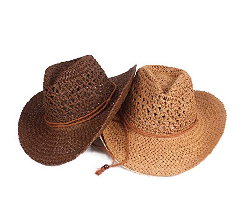 Foldable Straw Cowboy Hat for Men - Classic Western Wide Brim Sun Hat, Roll Up Raffia Newsboy Cap for Summer Outdoor Activities, Beach, Fishing & Gardening