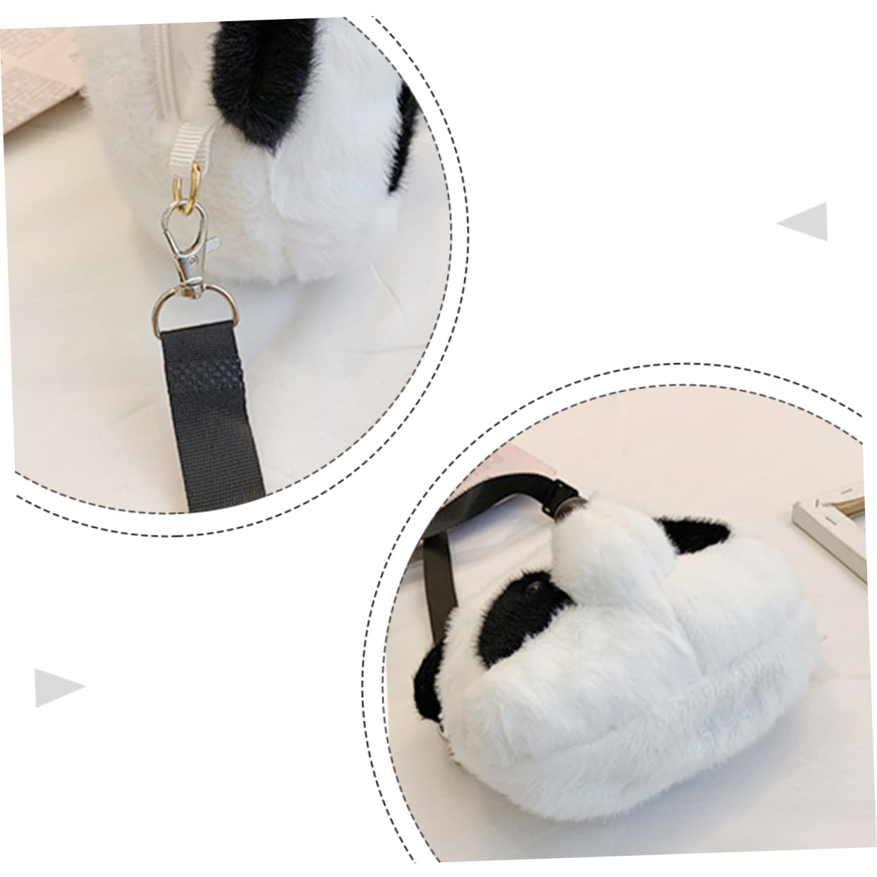 Cute Plush Panda Crossbody Bag for Girls - Soft Fluffy Shoulder Bag, Wallet & Tote - Perfect for School, Travel & Daily Use