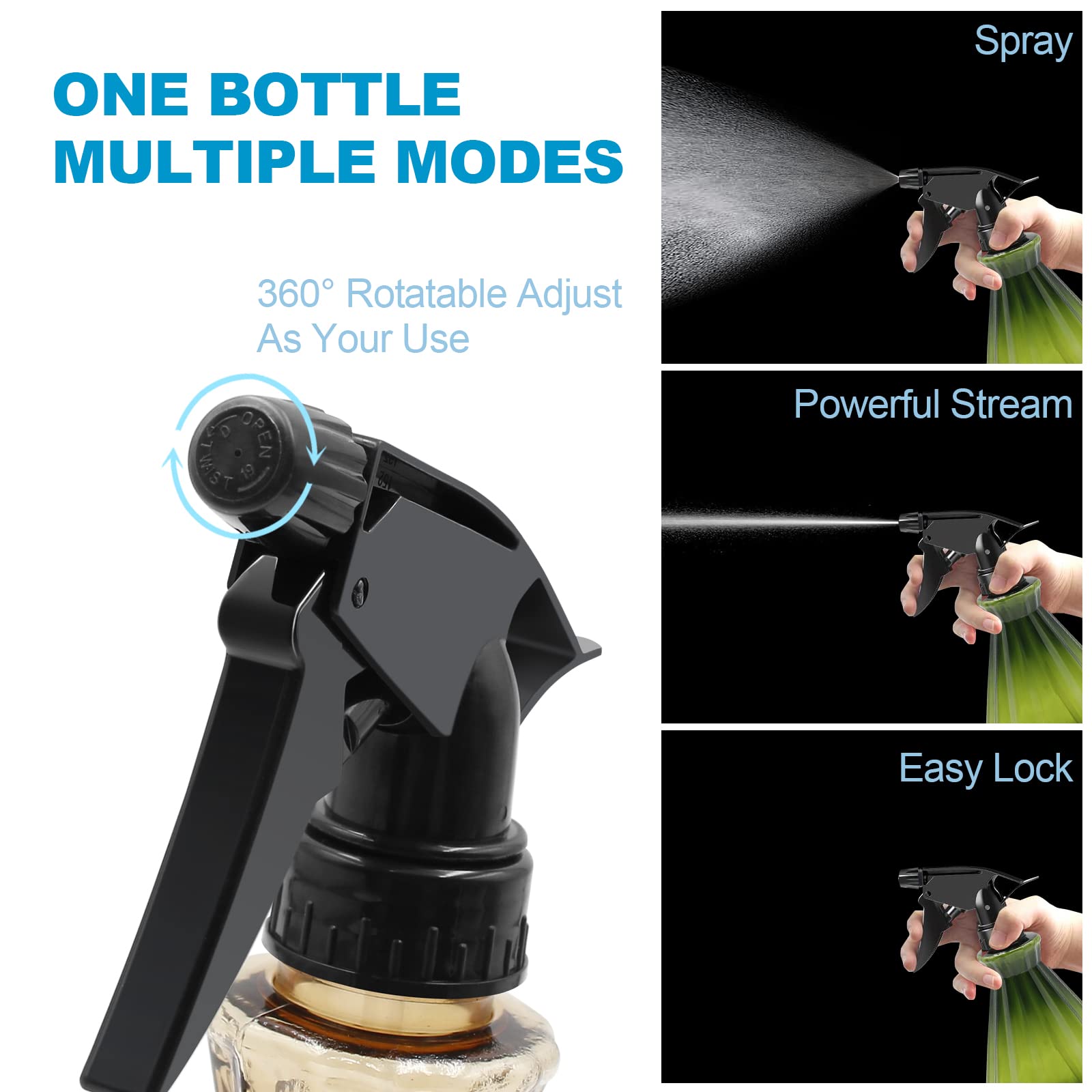 Invool 2 Pack 500ml Empty Spray Bottles with Adjustable Nozzle - Fine Mist to Stream Settings for Home Cleaning, Gardening, Plant Misting, Hair Care & Beauty | Durable Refillable Water Sprayer for Household, Salon & Outdoor Use
