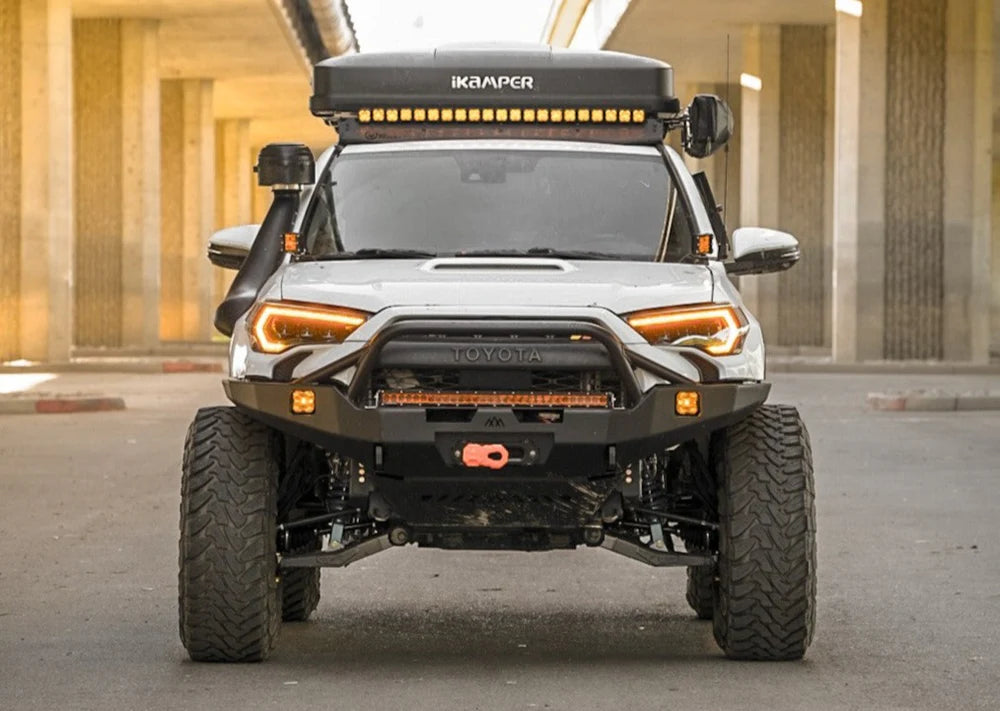 2020-2024 Toyota 4Runner Heavy Duty Bull Bar Front Bumper | Off-Road Adventure PreRunner Mod | Overlanding & Hi-Lite Protection for Trail Driving & Camping