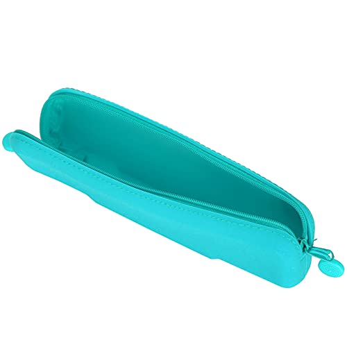 **A K Homes - Silicone Pencil Zipper Pouch, Compact & Portable Pencil Case for School, Office & Travel - Perfect for Makeup, Pens, Small Accessories (Green, Small)**
