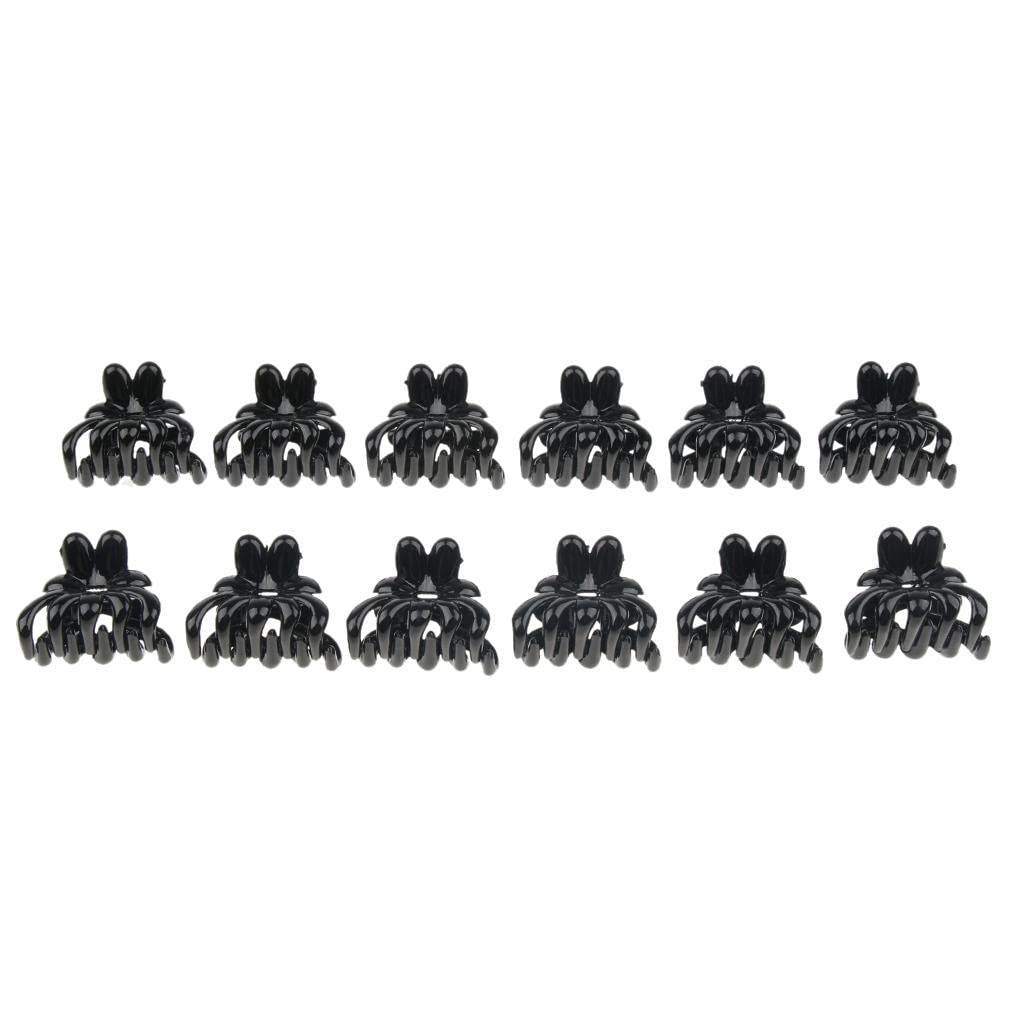 12 Pack Black Hair Clips for Women - Non-Slip Hair Claws & Barrettes for Girls, Ladies - Perfect for School, Work, Parties & Everyday Hairstyles