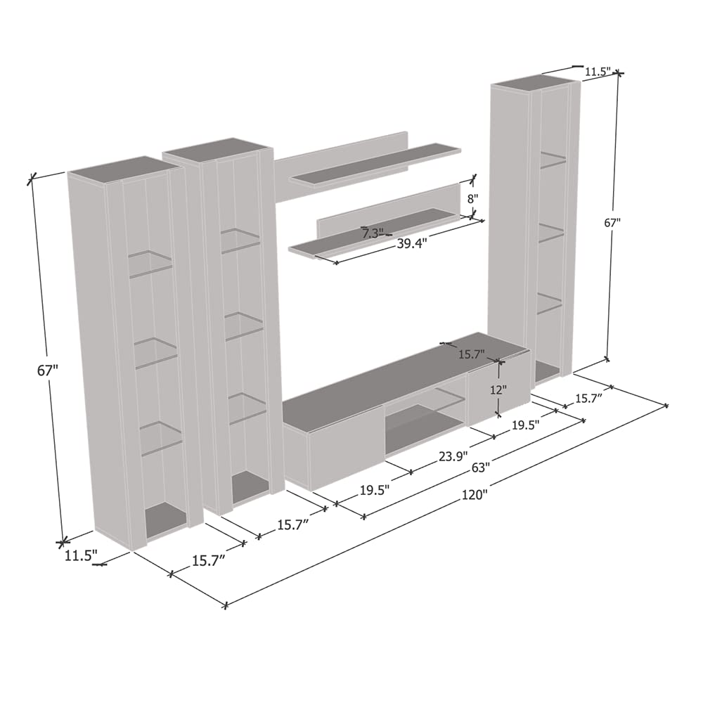 Modern Wall-Mounted TV Stand with Storage Shelves & LED Lights - Floating Entertainment Center Console for Living Room & Bedroom - Black | Perfect for Small Spaces & Home Theater Setup