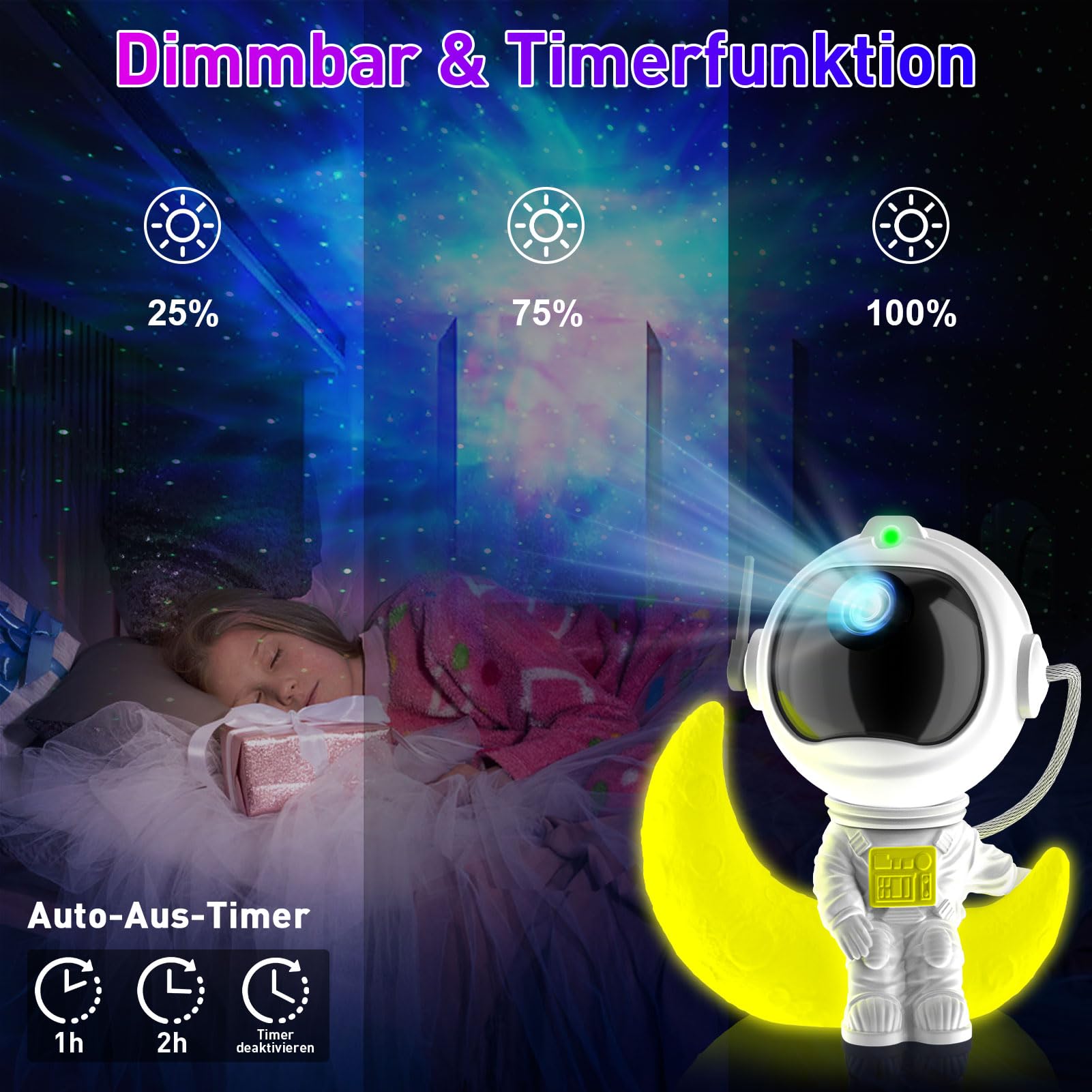 360° Rotating Astronaut Star Projector Night Light with Timer & Remote Control - Galaxy Starry Sky Ceiling Projector for Kids & Adults - Perfect for Bedroom, Nursery, Party Decor and Relaxation