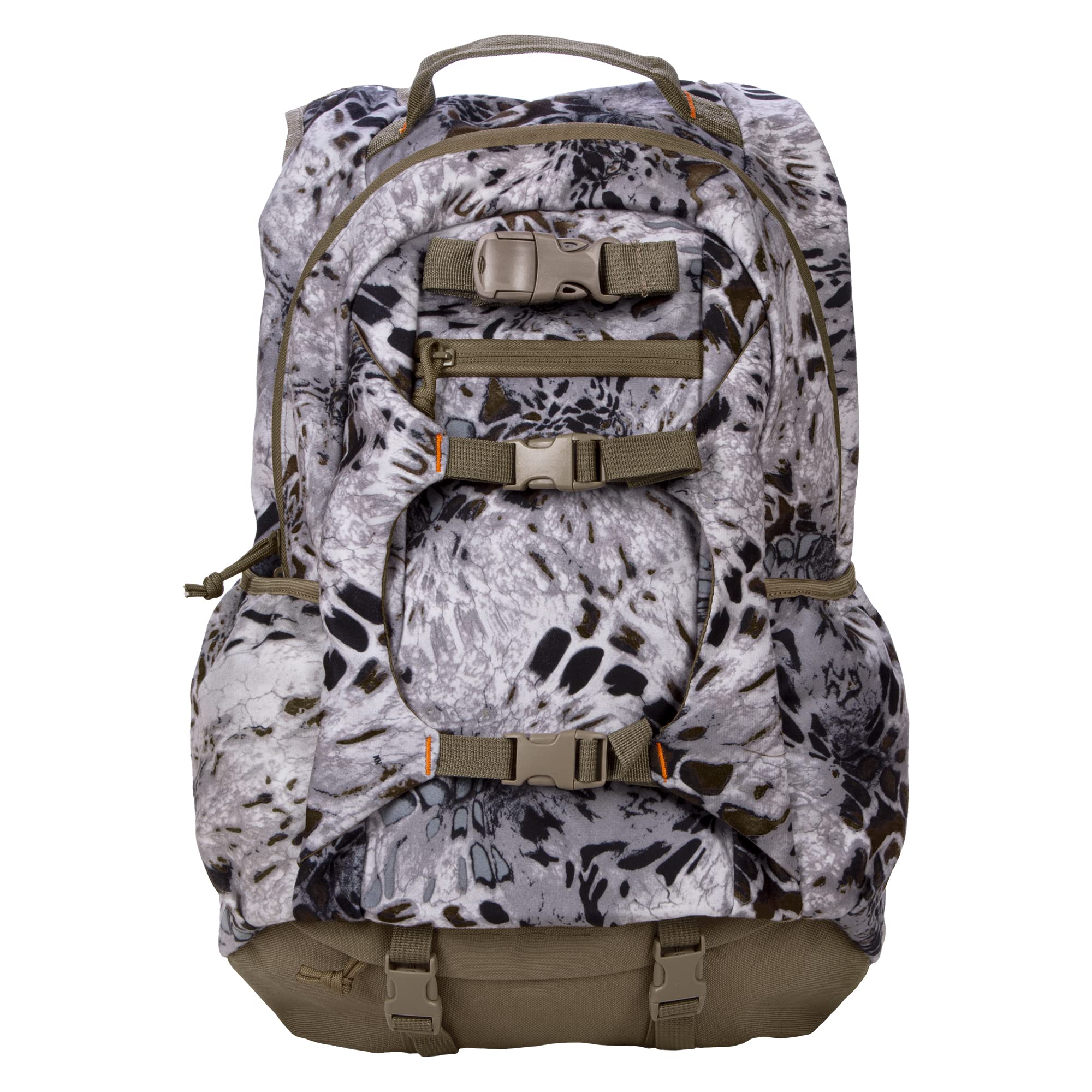 North Mountain Gear Snow Camo Hunting Backpack - Waterproof Bow & Rifle Compatible Hunting Bag (Prym1 Tundra White) for Winter Hunting, Outdoor Adventures & Tactical Missions