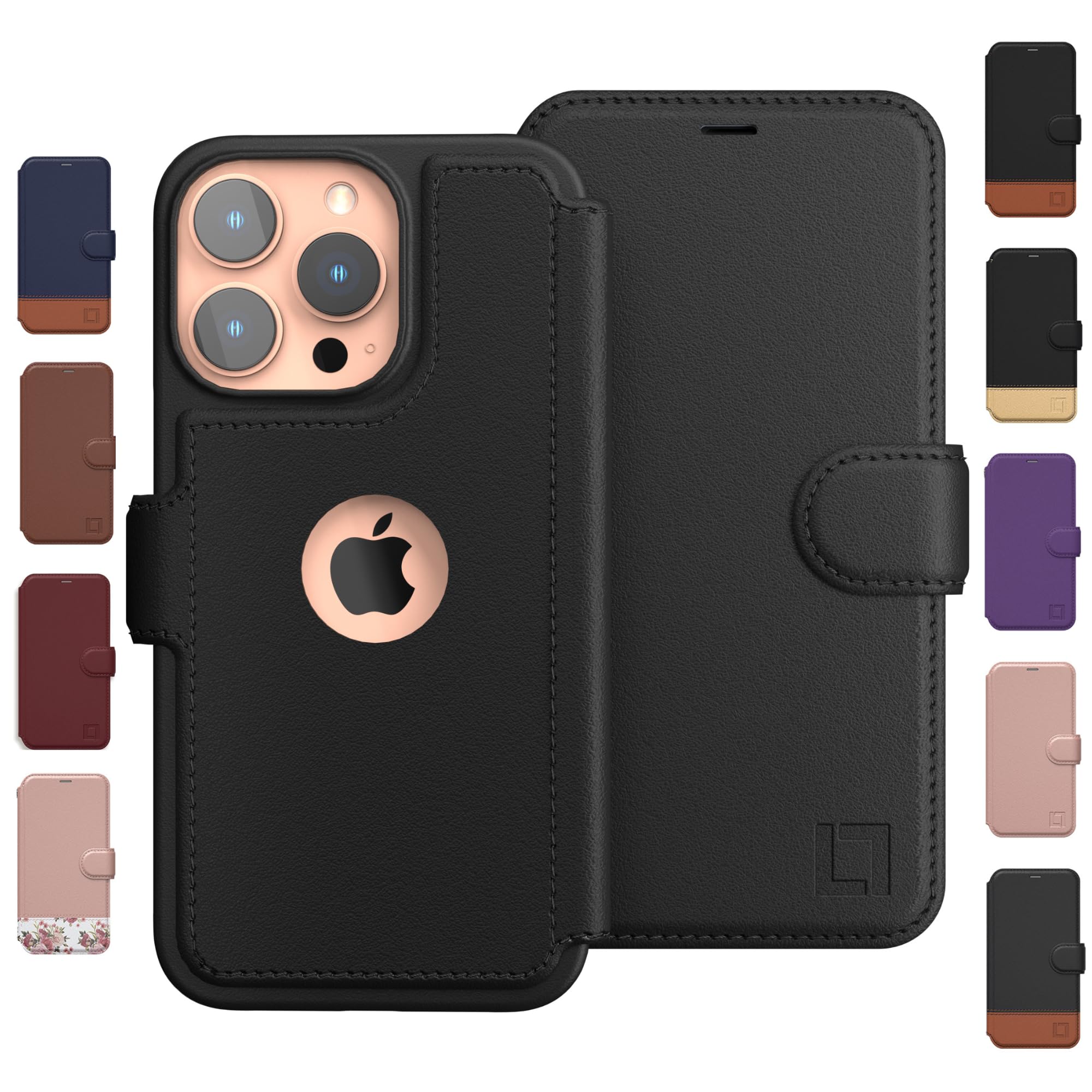 LUPA Legacy iPhone 13 Pro Max Wallet Case - Slim Durable Flip Folio Cover with Card Holder - Faux Leather Phone Case for Women & Men - Perfect for Work, Travel and Everyday Use - Black