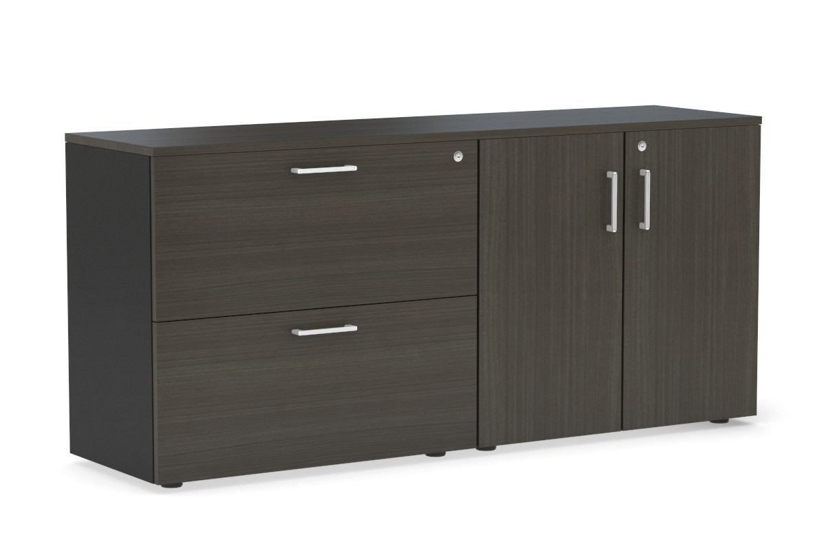 2-Drawer Lateral File Cabinet with 2-Door Storage Cupboard - Office Organization & Document Storage Solution for Home & Business Workspaces