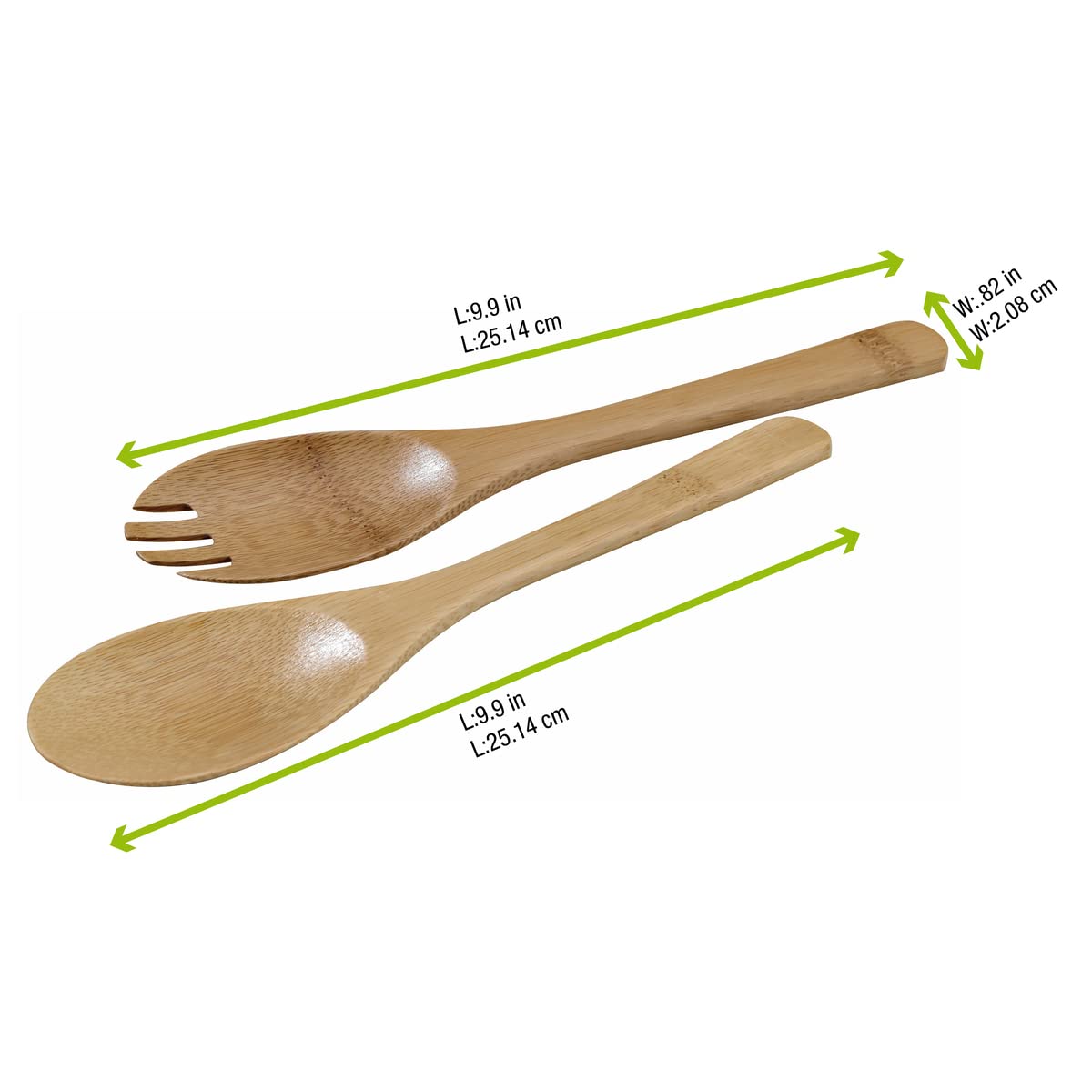 PACKNWOOD 2-Piece Bamboo Serving Spoon and Fork Set - Large Wooden Utensils for Salad Mixing (10 Inch) - Durable & Eco-Friendly Kitchen Tools for Parties, BBQ, Picnics, and Family Gatherings - 50-Pack Bulk Set