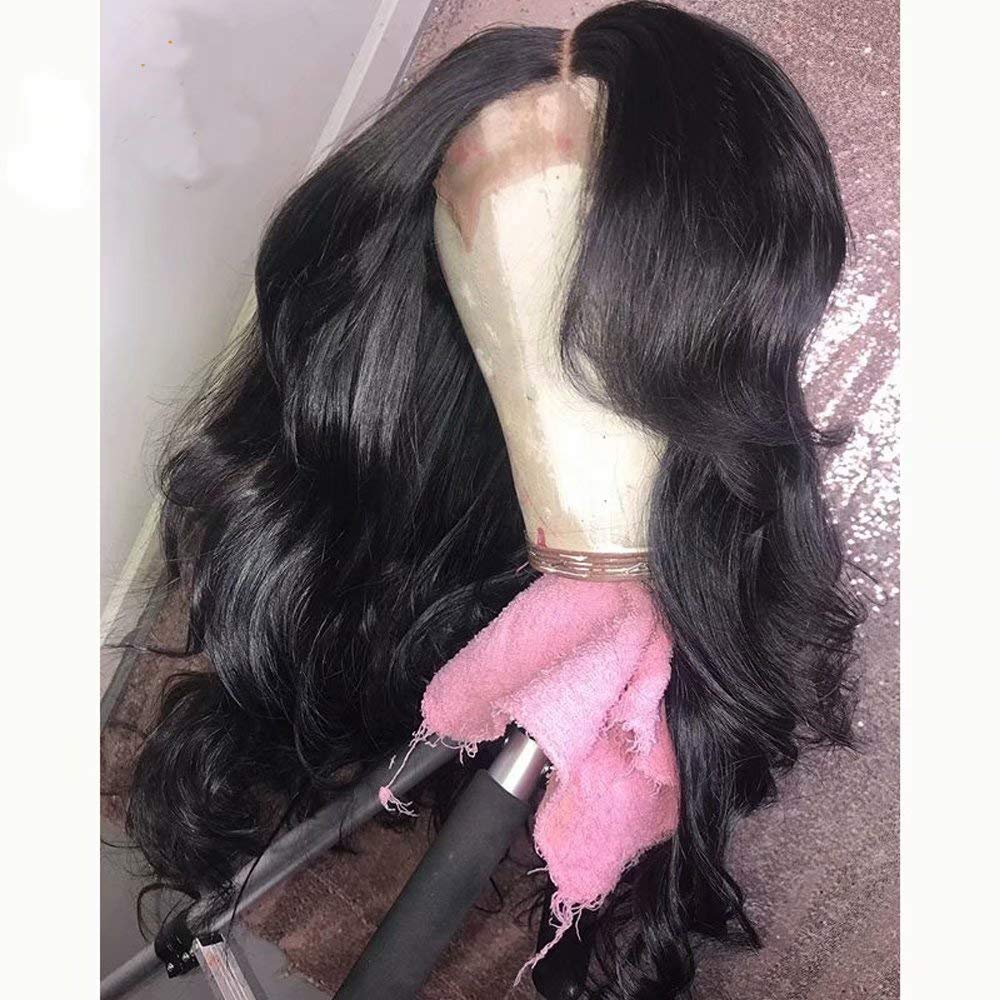 QUINLUX 13x6 Deep Lace Front Human Hair Wig - Brazilian Remy Hair Body Wave 180% Density 18 Inch with Pre-Plucked Hairline & Bleached Knots for Black Women | HD Transparent Lace Wig with Baby Hair for Everyday Wear & Special Occasions