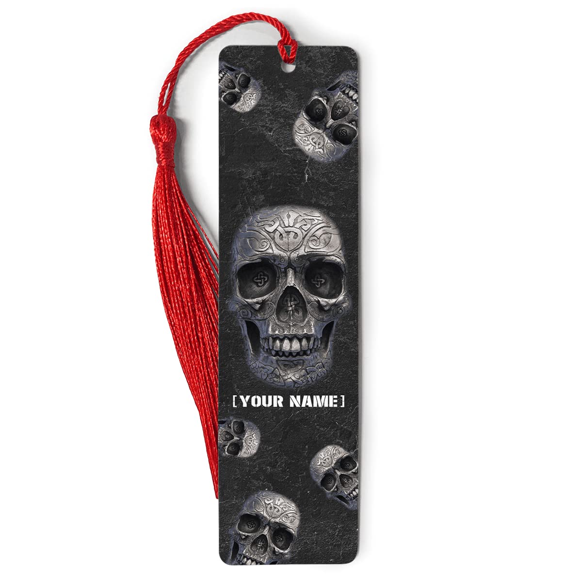 Custom Skull Metal Bookmark - Personalized Engraved Text & Design - Unique Gift for Book Lovers (Men/Women) - Birthday & Christmas Present - Perfect for Horror Novels, Gothic Journals & Dark Academia Aesthetics
