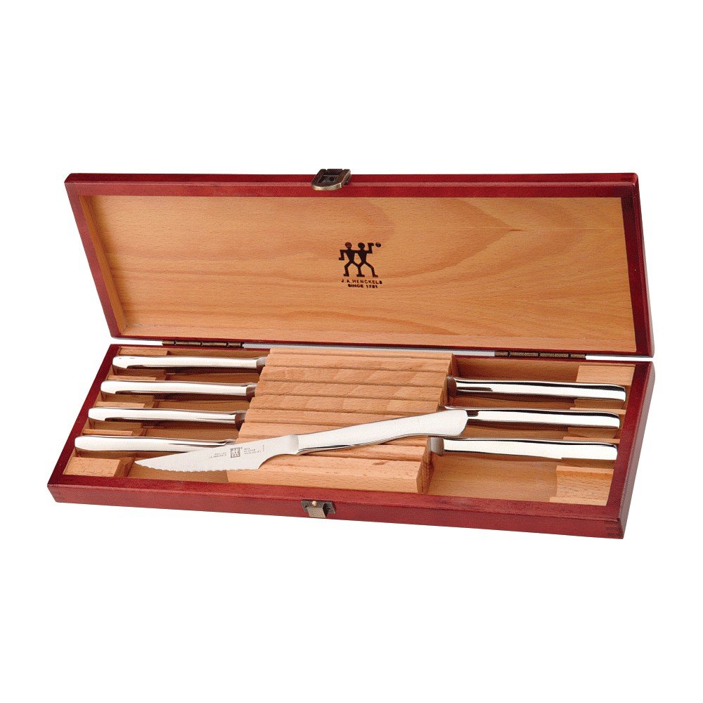 J.A. Henckels Premium 8-Piece Stainless Steel Steak Knife Set with Wooden Gift Box - Perfect for Steak Dinners, BBQ Parties & Elegant Dining Gifts