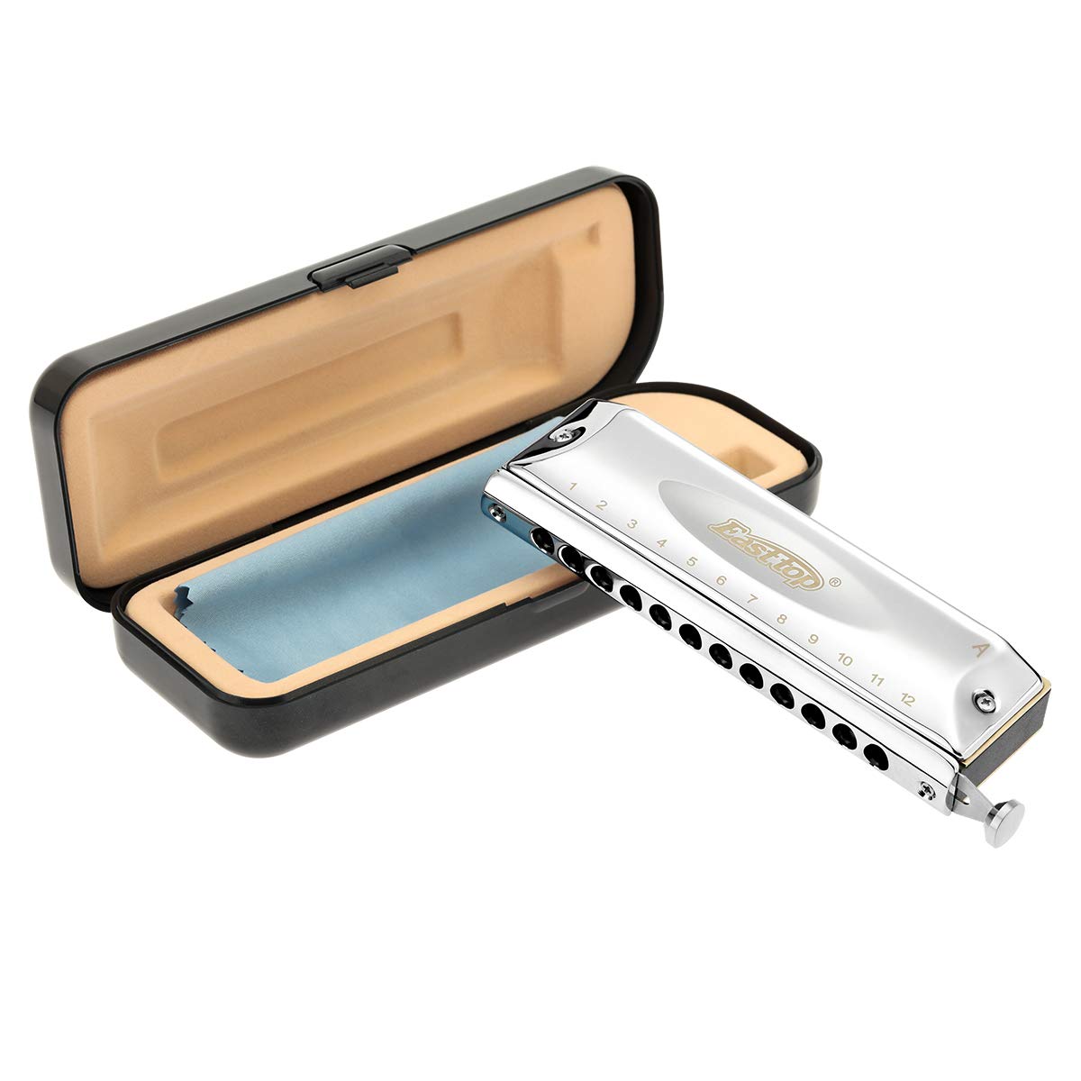 East Top Professional Chromatic Harmonica 12 Holes 48 Tones Key of A - Premium Mouth Organ for Adults, Musicians & Students - Perfect for Jazz, Blues, Classical Music & Stage Performances