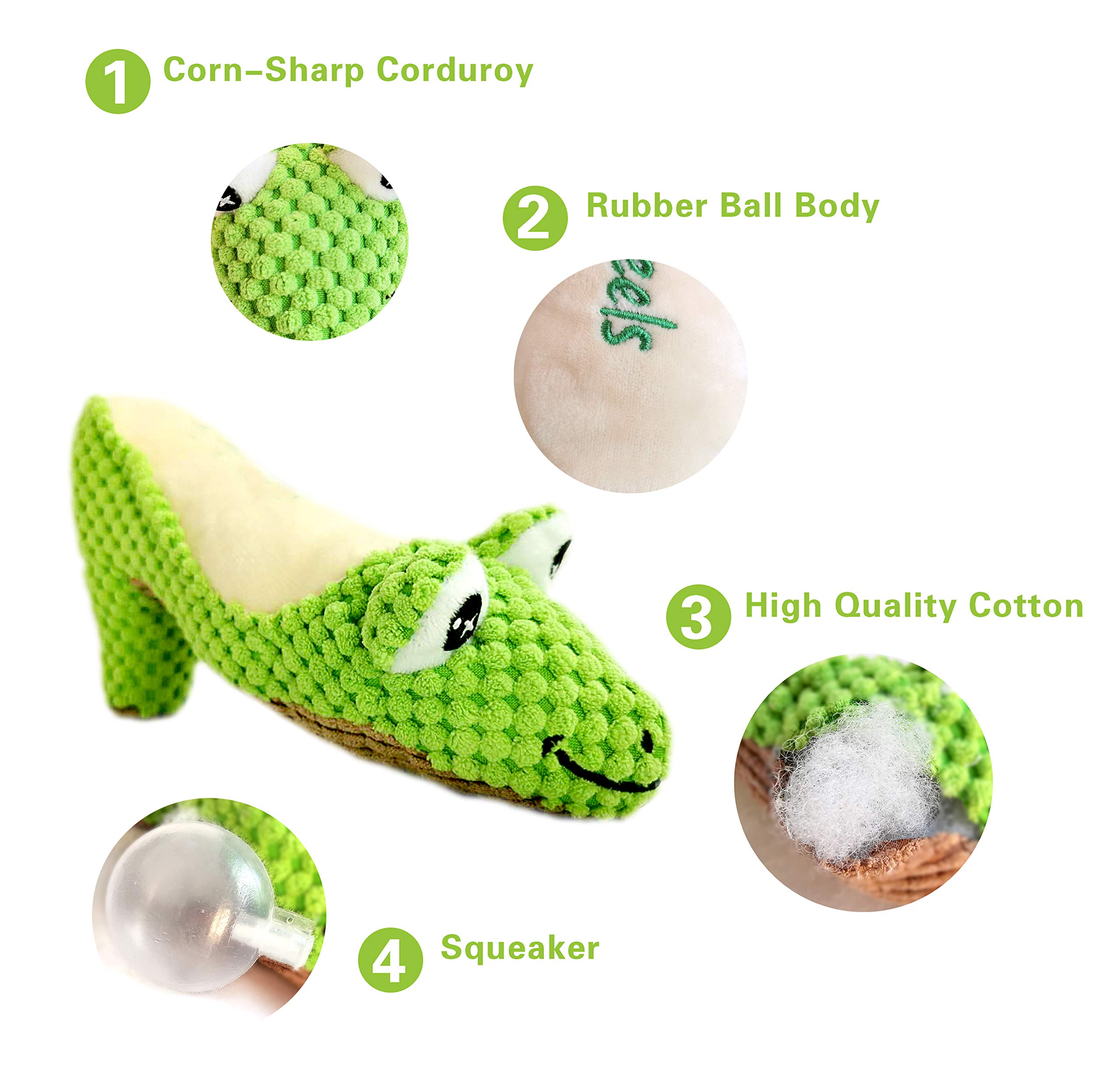 Durable Plush Dog Toys with Squeaker - Interactive Chew Toys for Small, Medium & Large Dogs | Teeth Cleaning & Stress Relief | Perfect for Playtime, Training & Indoor/Outdoor Fun (Green)