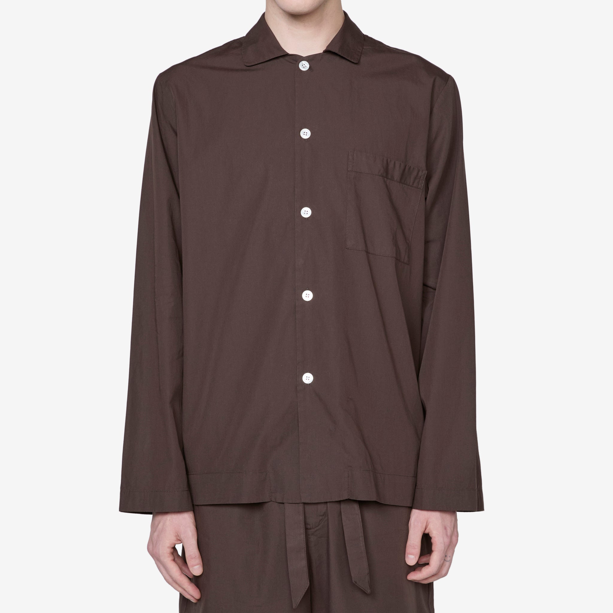 Premium Cotton Poplin Pajama Shirt in Coffee Brown - Soft & Breathable Sleepwear for Men & Women - Perfect for Lounging, Bedtime & Relaxing at Home