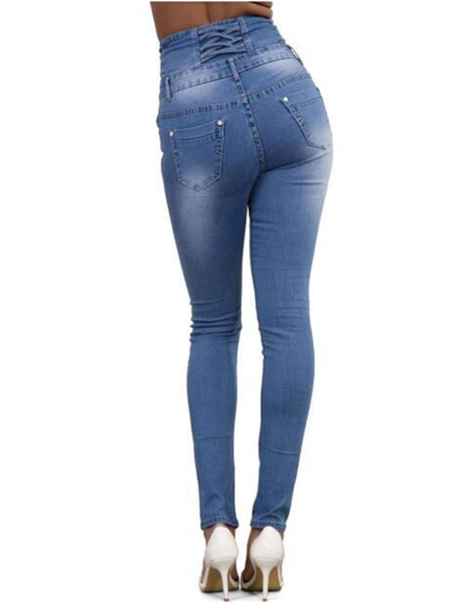 Andongnywell Women's High Waist Slim Jeans - Casual Denim Pants for Everyday Wear