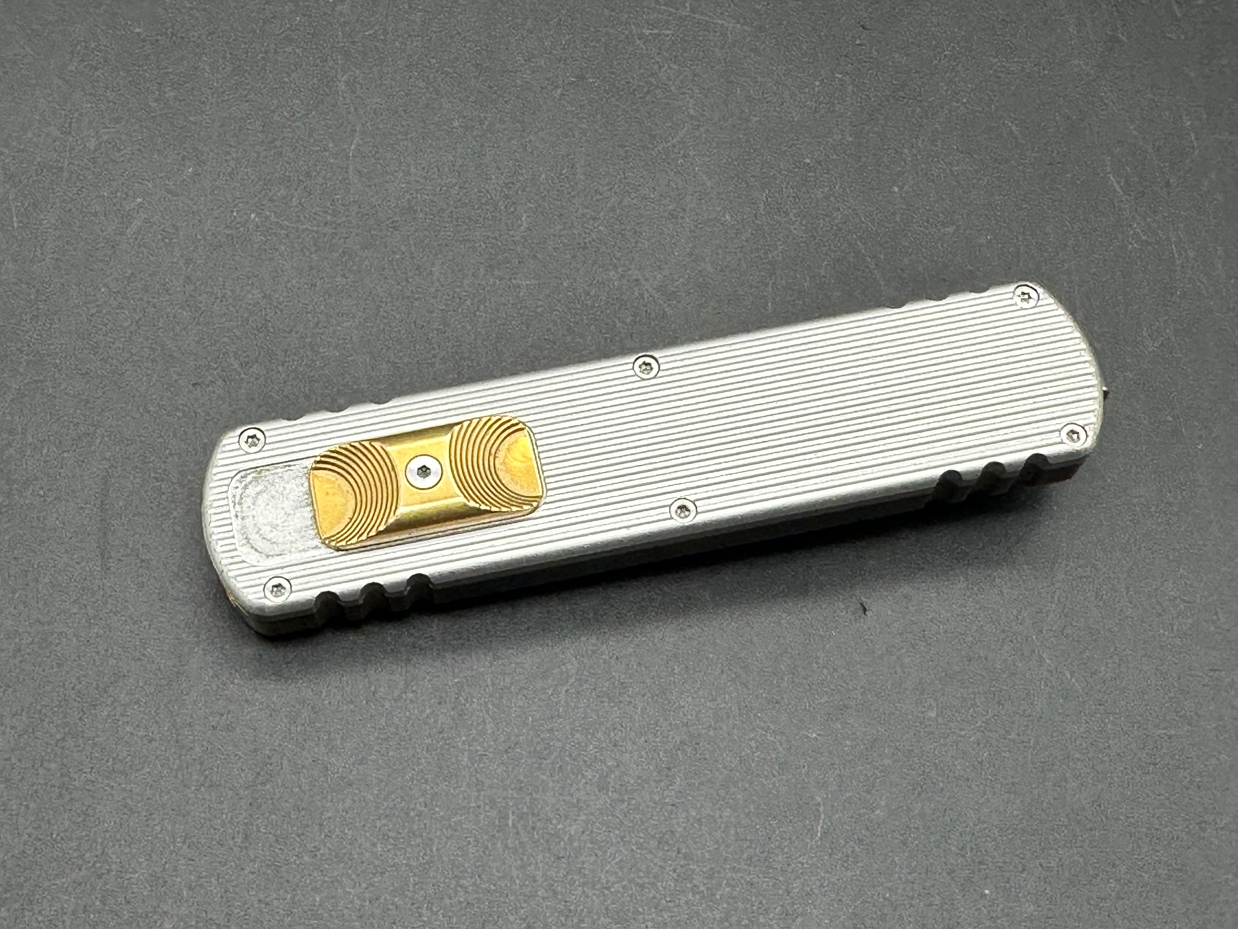 D Rocket Design Zulu Aluminum Bronze Top Satin M390 OTF Automatic Knife - EDC Pocket Knife for Outdoor, Camping & Tactical Use