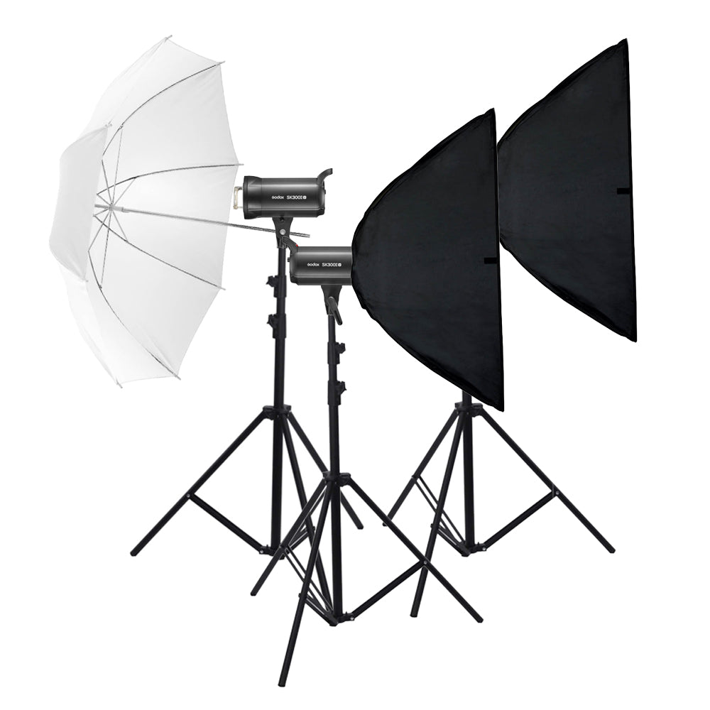 GODOX SK300II V Studio Flash Three Head Lighting Kit - Professional Photography Lighting for Portraits, Product Shoots & Video - Perfect for Studios, YouTube & Content Creation
