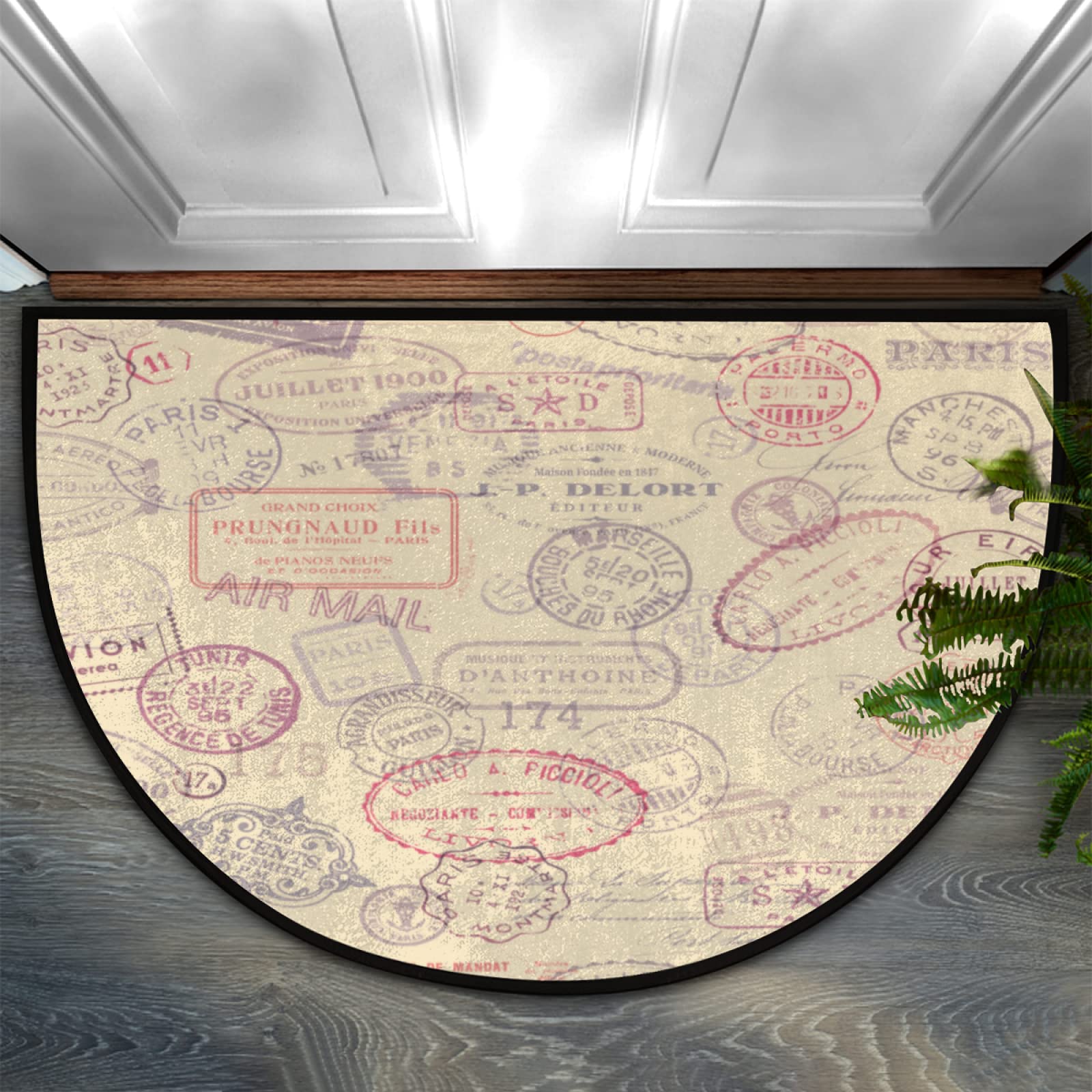Vintage Postmark Half Round Door Mat 24
