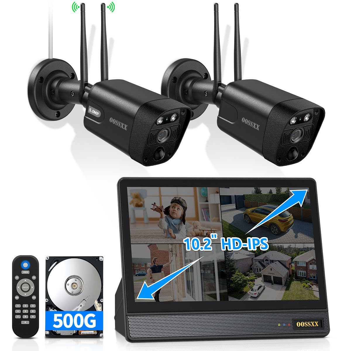 5MP Wireless Outdoor Security Camera with 10