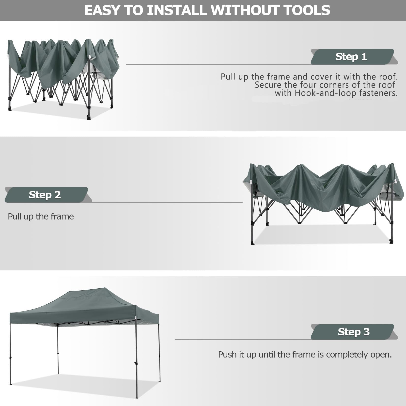 COBIZI 10x15 ft Heavy Duty Pop Up Canopy Tent with 4 Sidewalls - UPF 50+ Sun Protection, Waterproof & Windproof for Outdoor Events, Weddings, Parties - Includes Carry Bag (Gray) - Perfect for Backyard Gatherings, Farmers Markets, and Beach Outings