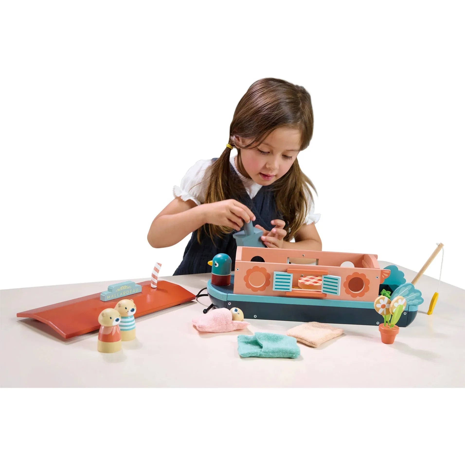 Little Otter Canal Boat - Premium Wooden Toy Boat for Kids | Perfect for Bathtub Play, Pool Fun & Outdoor Water Adventures