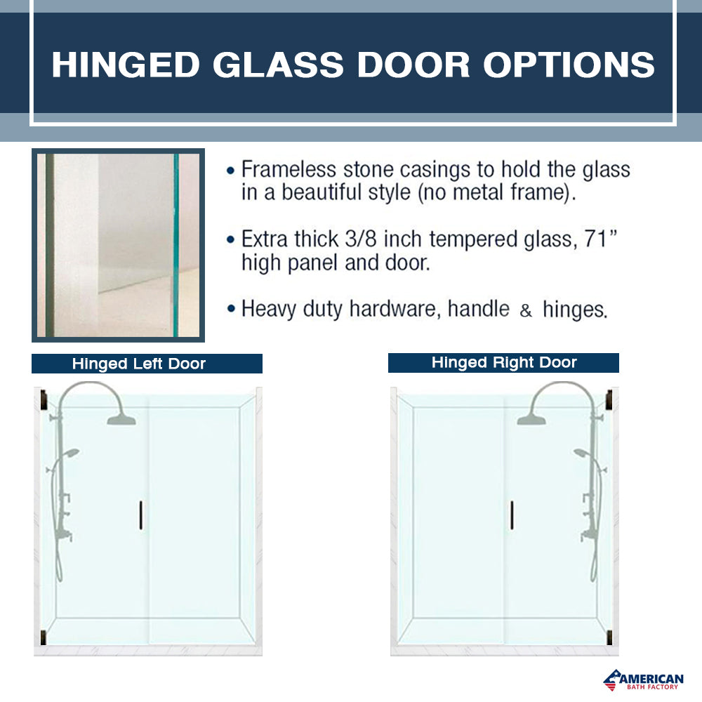Grio Marble 60-Inch Alcove Shower Kit with 3 Accent Options - Waterproof Shower Pan & Wall Panels (Liner Optional) - Perfect for Bathroom Remodeling & Modern Home Upgrade